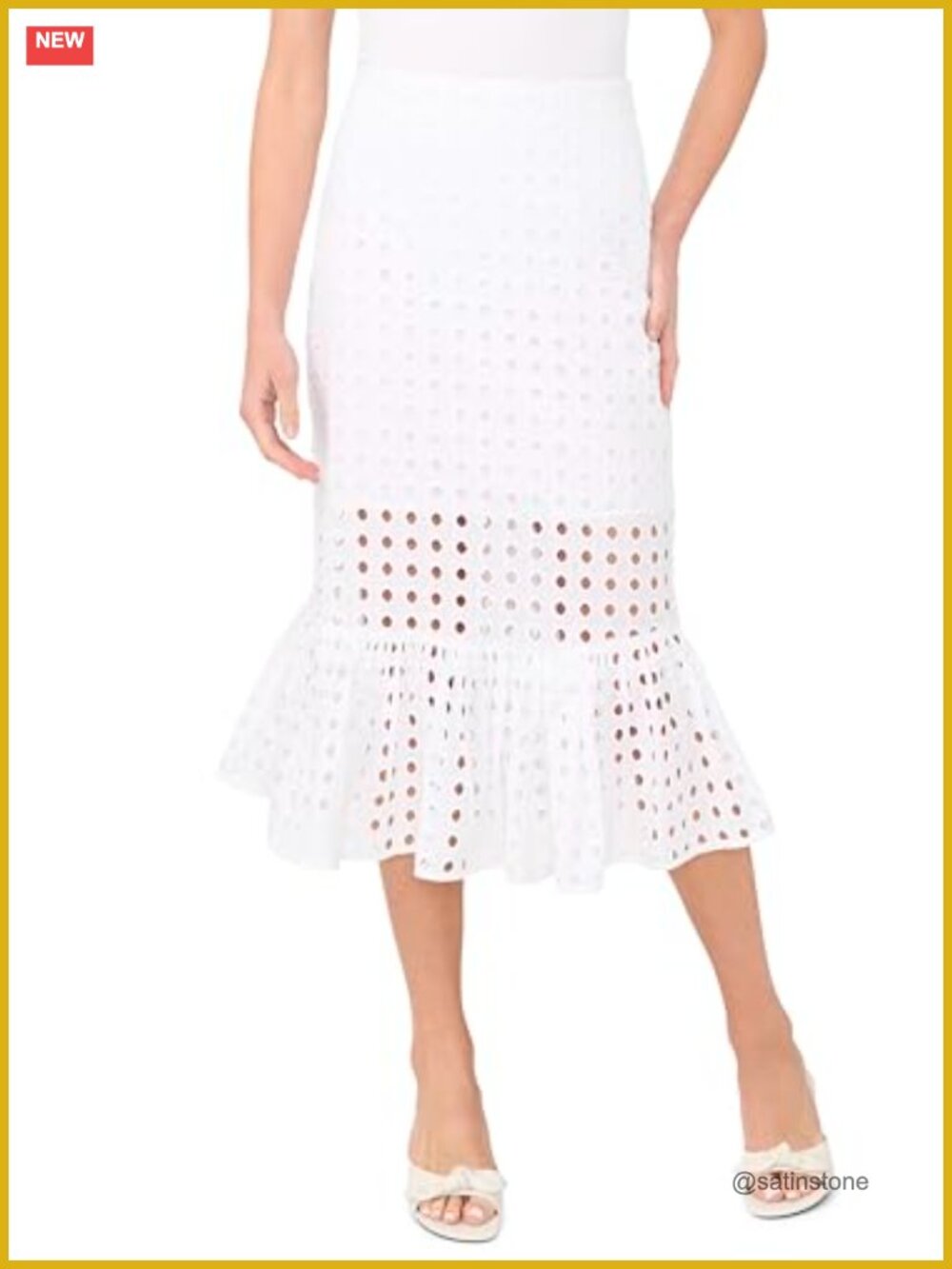Women's Eyelet Ruffle Tier Midi Skirt - Cotton Flowy Formal